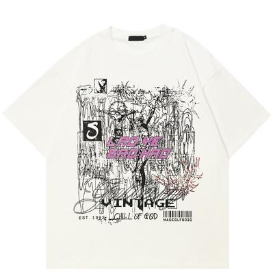T-shirt Streetwear con Grafica Anime T-shirt in Cotone Top T-shirt Unisex Estiva a Maniche Corte