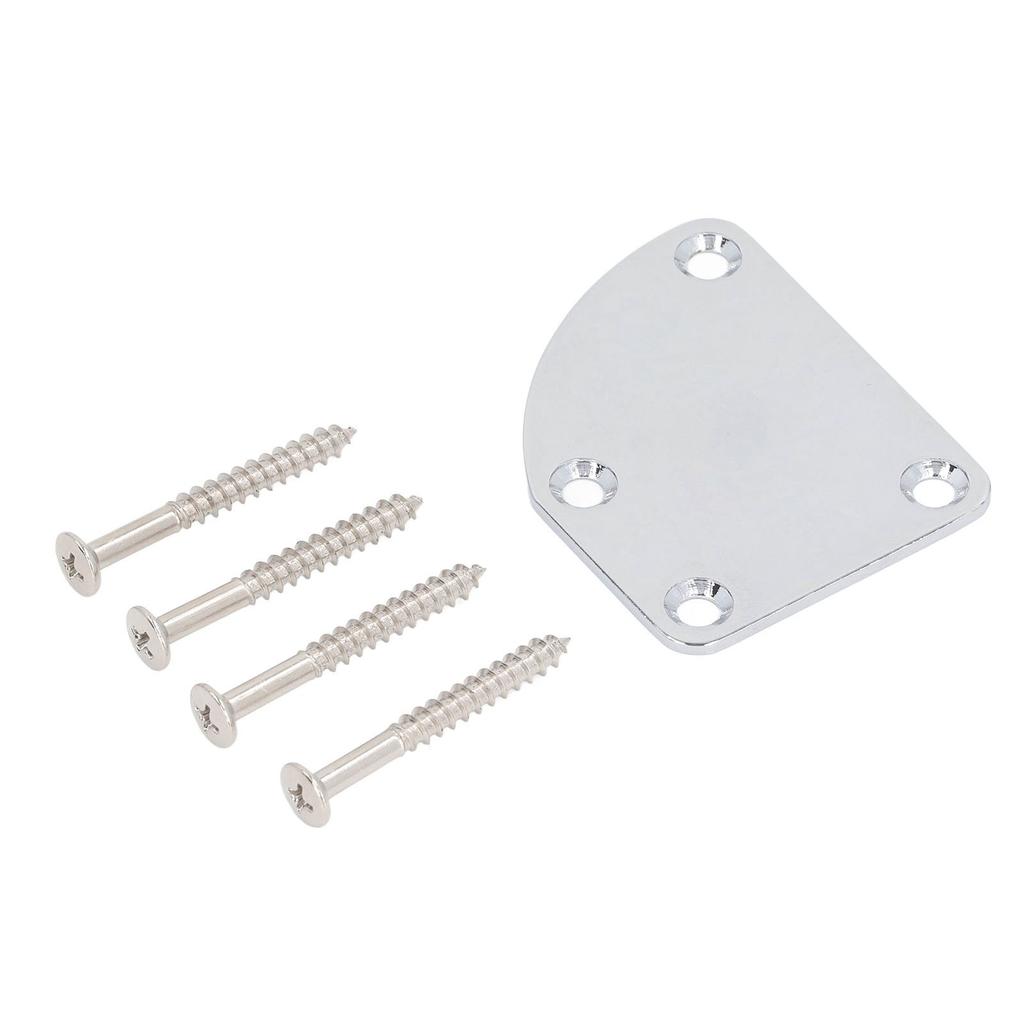 Guitar Neck Reinforcement Plate with Screws 4 Hole Curved Neck Joint Protection Board for Electric Guitar Bass