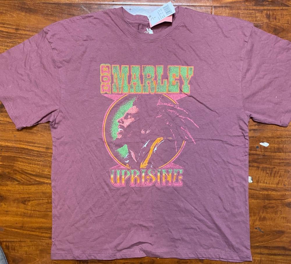 BOB MARLEY Zion Rootswear  UPRISING Бордовая футболка с принтом РАЗМЕР S (Подходит как LG) Новая с биркой унисекс футболка S