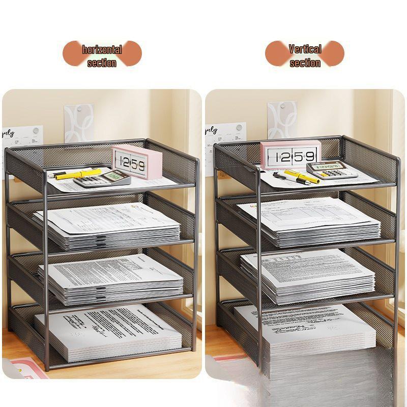 Multi-Layer File Organizer for Desktop: A4 Paper, Books, and Folder Storage Rack