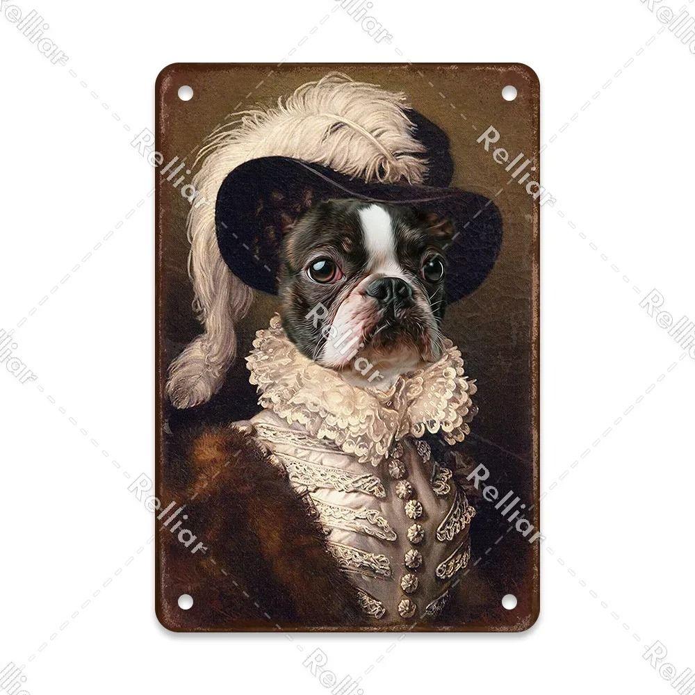 Metal Sign Gentleman Dog Wall Decor, Vintage Tin Plate for Living Room 20x30 cm