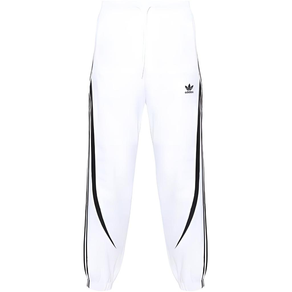 Adidas Originals Retro Sport Side Stripe Drawstring Casual Knit Joggers Men Joggers White Black IZ4830
