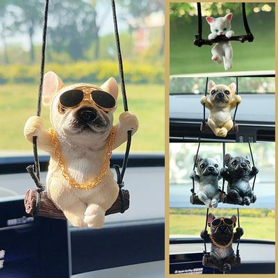 Car Decor Pendant Cute Resin Swing Dog Creative Cats Automoblie Rearview Mirror Animal Ornaments Gift Car Accessories