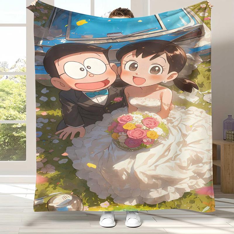 Dream Doraemon Cartoon Flannel Blanket,Ultra Soft Warm Plush Throw for Home Bedroom Bed Sofa Cover Office Picnic Gift Kids