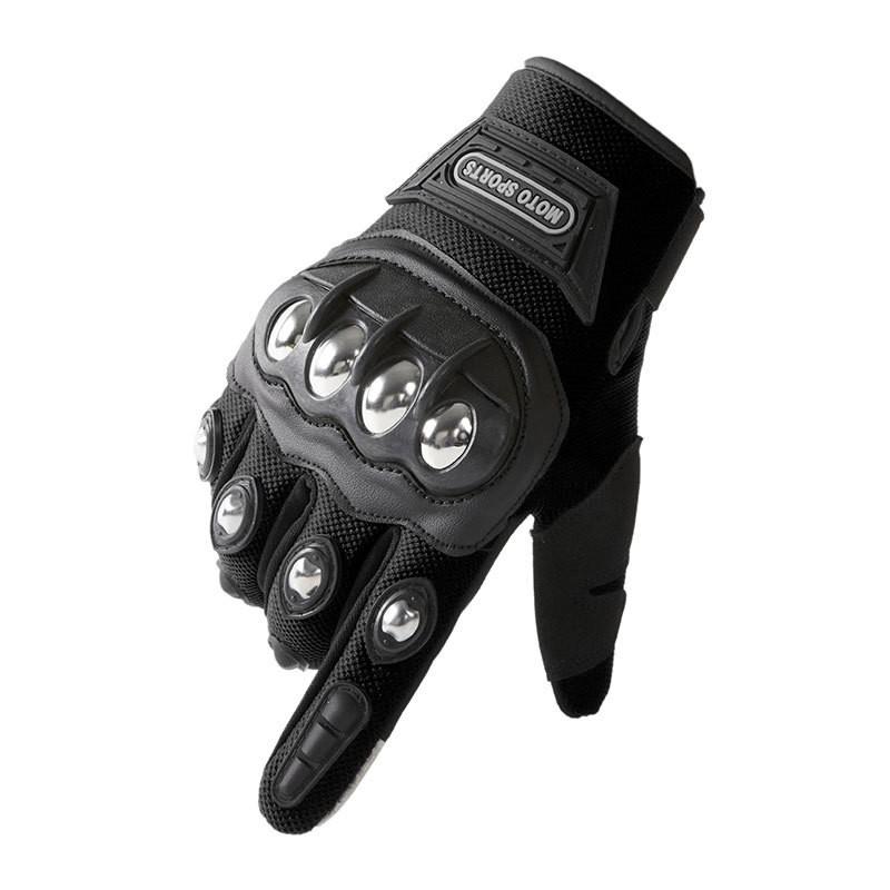 Locomotive gloves men's fitness sports touch screen non-slip outdoor riding protection touch screen stainless steel shell full finger