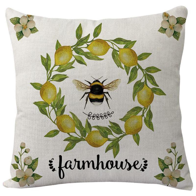 Kissenbezug Nordisch Ins Kissen Sommer Gelb Zitrone Quadratischer Druck Kissenbezug Kissen