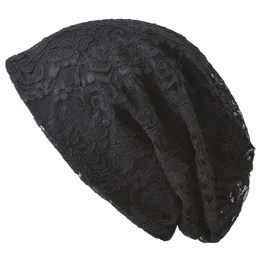CHARM Cotton Hat Plus Size Stylish Cap Refreshing All-Lace 100% Loose-Fitting [Free Size/Black]