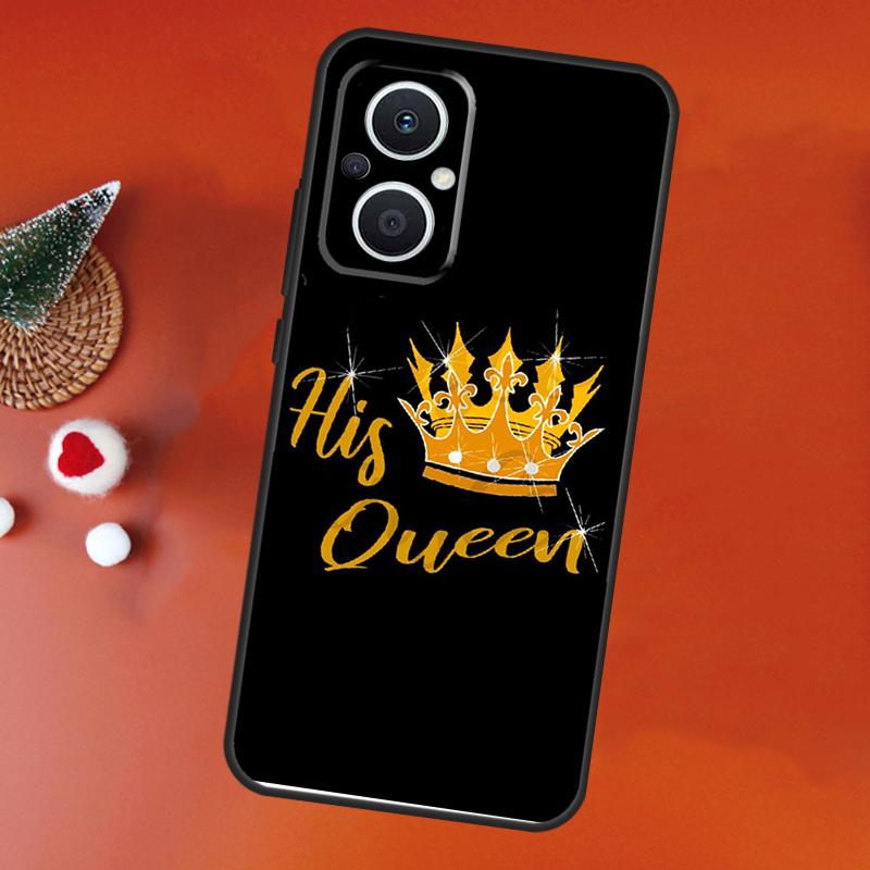 Crown QUEEN & KING Couples Case For OPPO Find X3 Lite X2 Neo X5 X6 Pro OPPO Reno 10 Pro 8T 5Z 4Z 4 5 6 7 8 Lite Cover