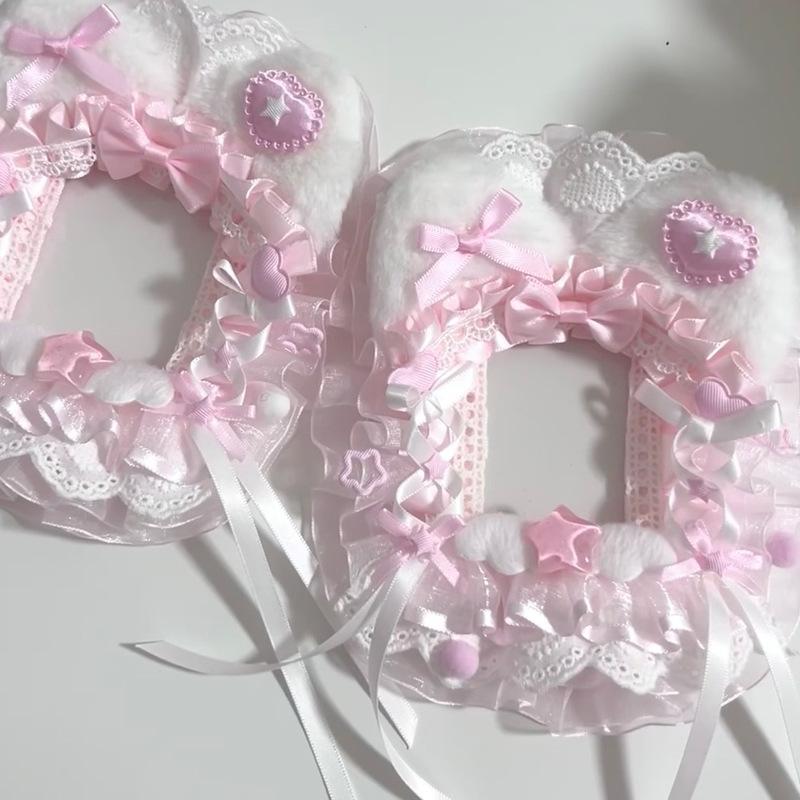 Anime Id Card Holder Cute Ribbon Bow Card Protector Lace Photocard Case Soft Ins Card Holder For Diy Bag Decoration Outfit