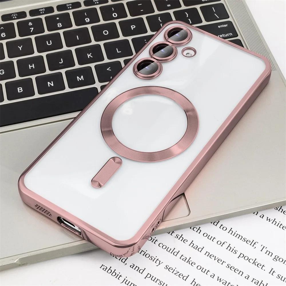 Case for Samsung Galaxy A35 5G, Electro MagSafe, Pink + Glass Screen Protector