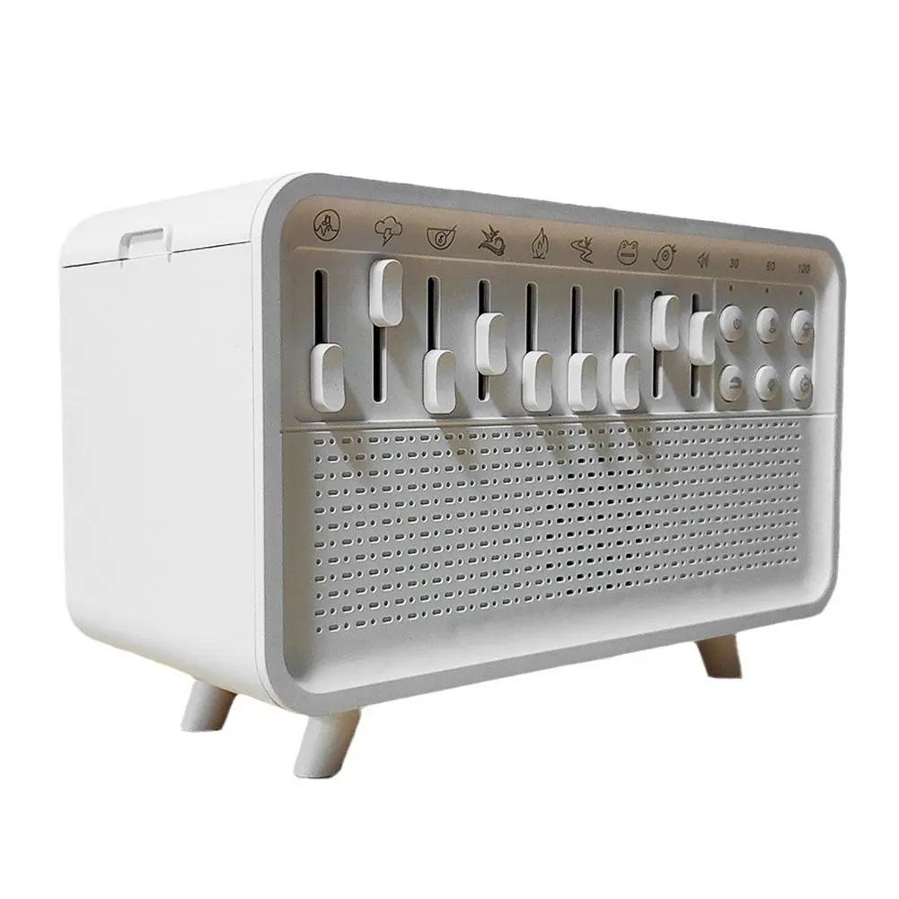 

White Noise Sleep Sound Machine Flame Air Diffuser Humidifier with 8 Nature Sounds BT Speaker Night Light Essential Oil Diffuser 1pc