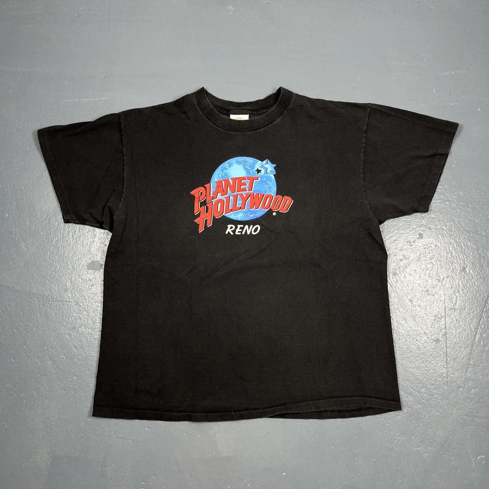 Vintage 90s Planet Hollywood Reno Graphic Tee XL Black USA Unisex XL
