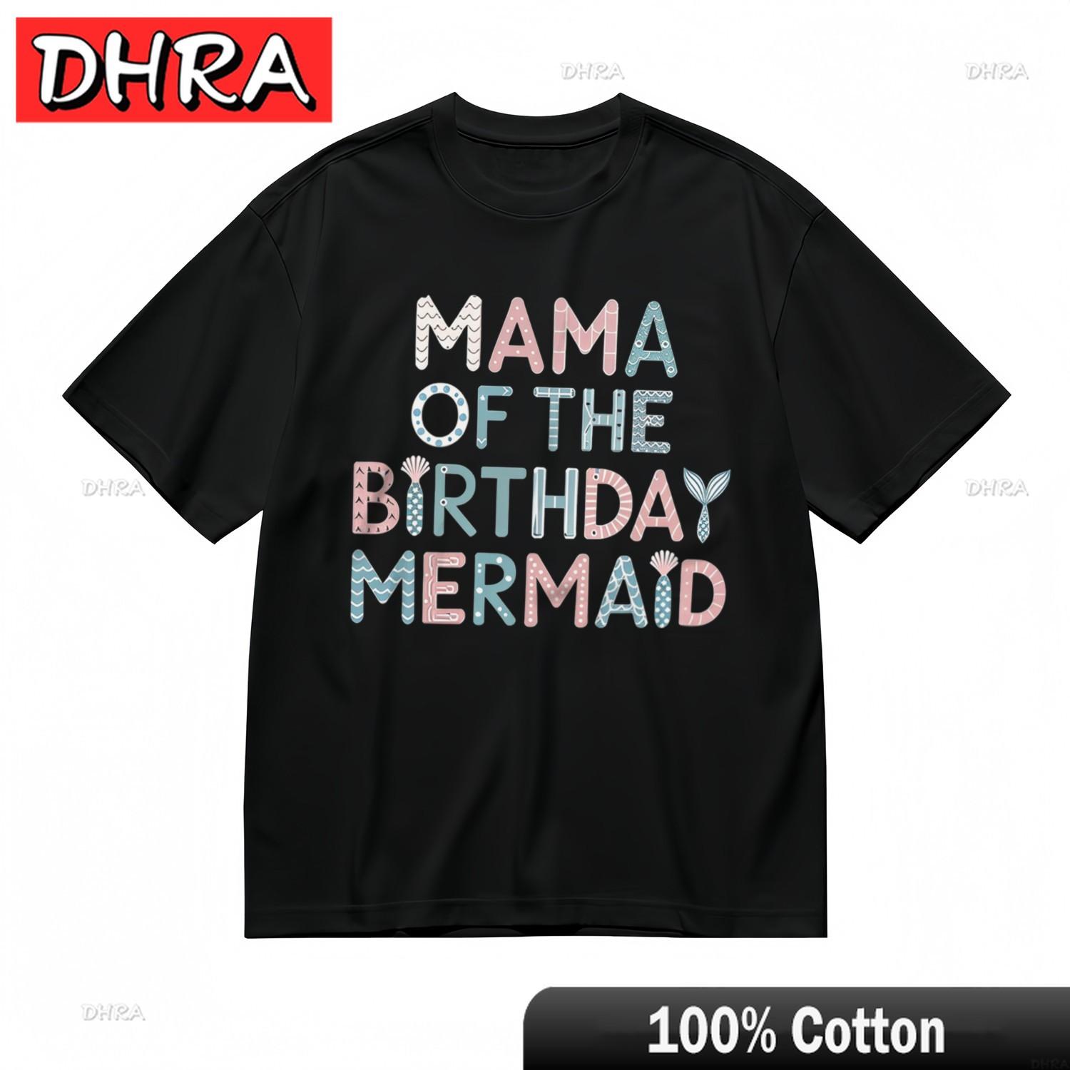 

Womens Fashion Comfy Classic TShirt Mama of The Birthday Mermaid Printed Tee Cool Tops Tshirts for Summer TShirt Femme Youth 4XL