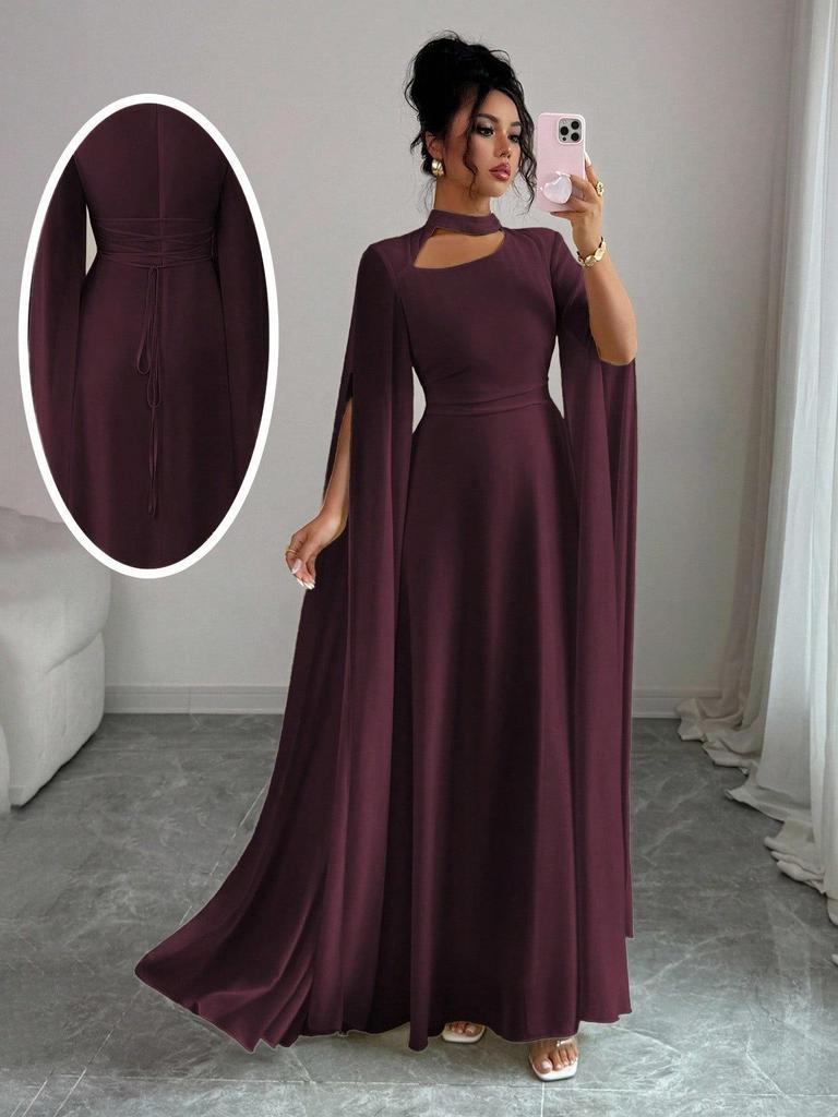 2025 İlkbahar/Yaz Avrupa ve Amerika Kadın Dantelli Pelerin Sırt Zincirli Dar Kesim Tulum Parti Elbisesi