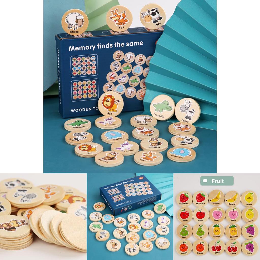 Wooden Educational Matching Puzzle For Children With Forest Animal Fruit Theme For Early Learning