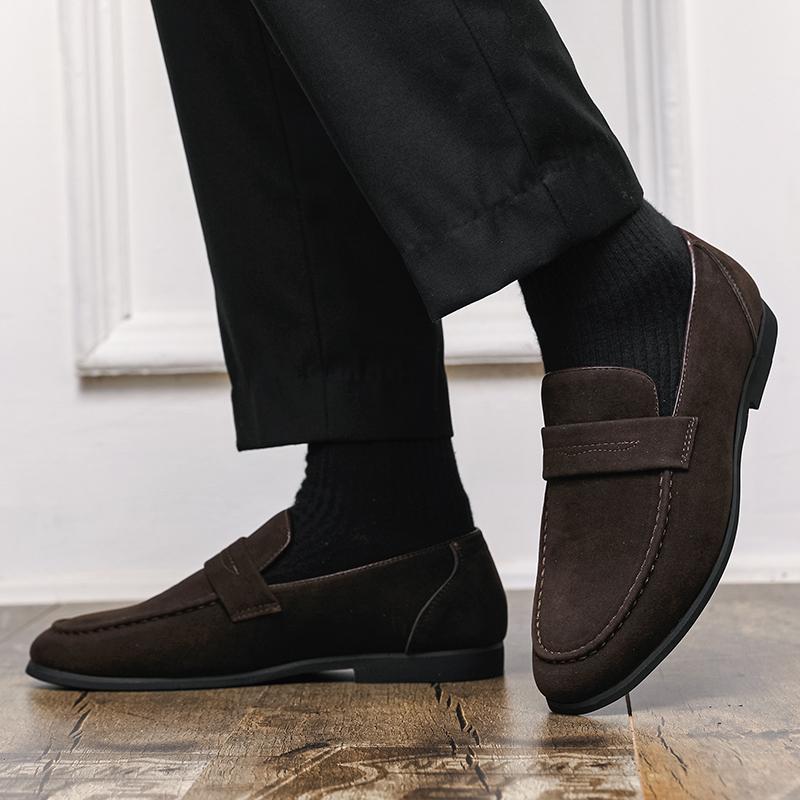 Zapatos Loafer Casuales de Primavera de Moda de Ante de Cuero Nobuck para Hombre Zapatos Suaves de Tendencia para Discoteca Mocasines para Hombre Calzado para Hombre Zapatos Planos de Moda
