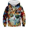 Children's Cute Cat 3D Digital Printed Boys' Personalized Fashion Hoodie Sweatshirt