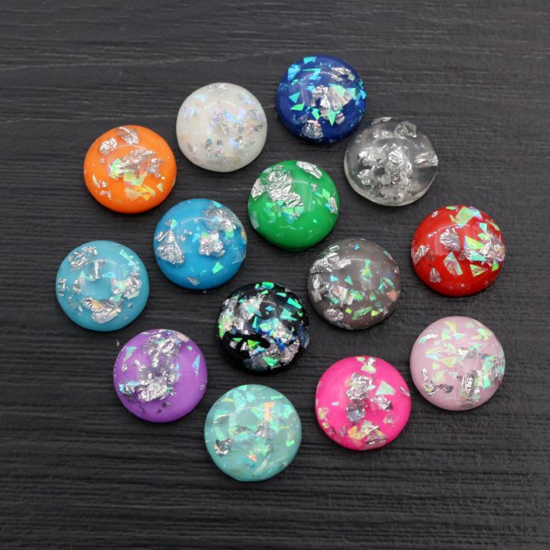 40 Stück 8mm 10mm 12mm Runde Eingebettete Metallfolie Flache Rückseite Harz Cabochons Kuppel DIY Ohrringe Schmuckherstellung Zubehör Fundstücke