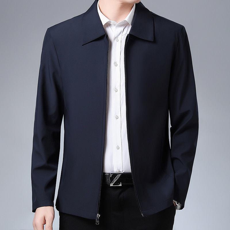 2024 Spring/Autumn High-Quality Lapel Jacket for Middle-Aged and Elderly Men - Fashionable Business Casual Outerwear