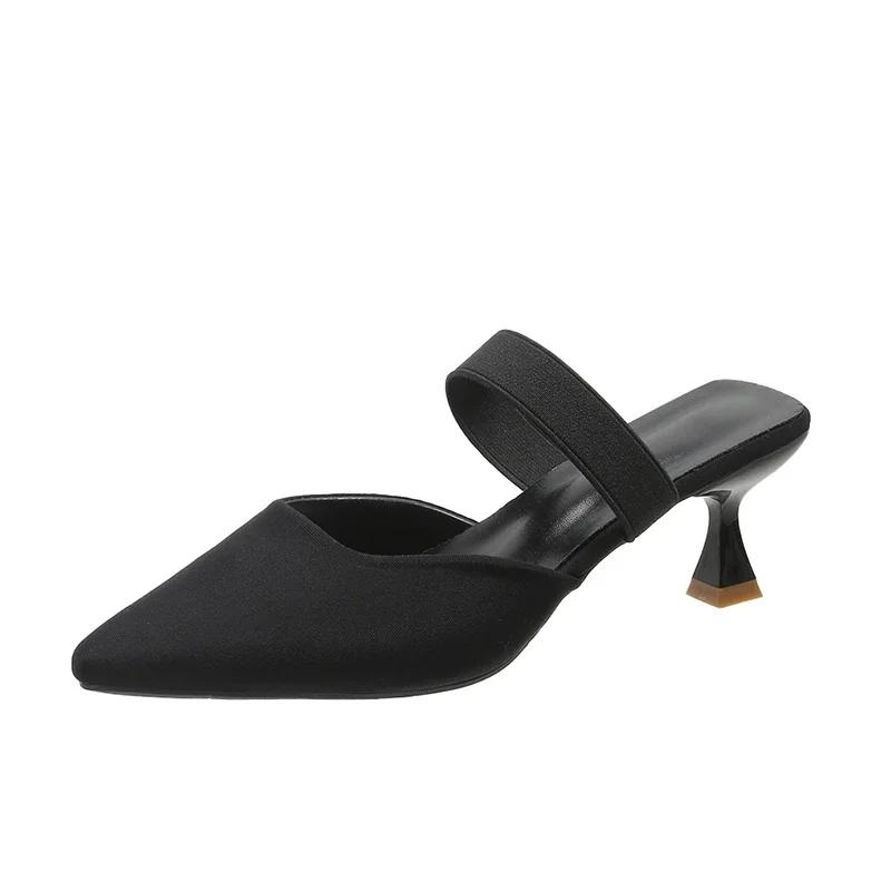 

Модные элегантные женские туфли на высоком каблуке, женские туфли-мюли с открытой пяткой, сексуальные туфли на тонком каблуке, роскошные свадебные туфли для вечеринок, женские босоножки, лето 2024 г. 35 чёрный