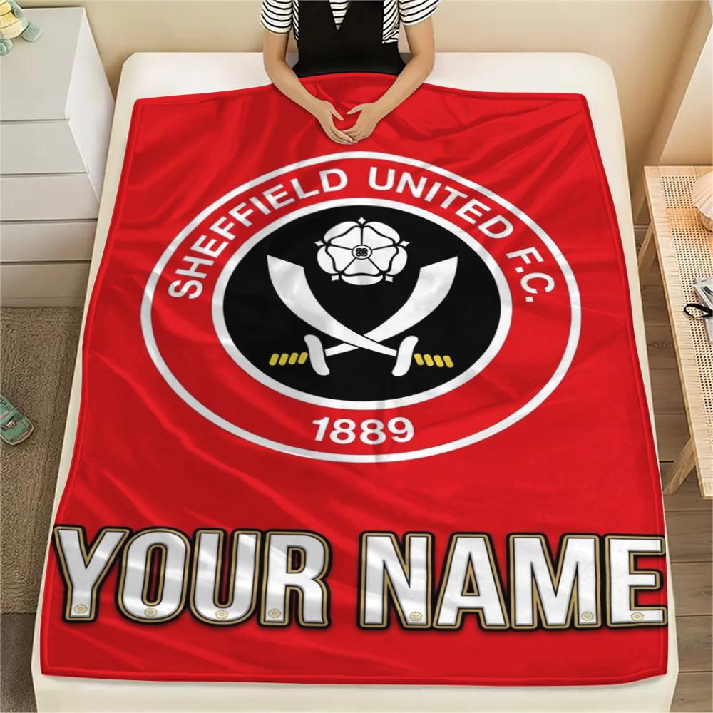 1PC Custom Name Sheffield United FC Patterned Flannel Blanket Suitable For All Seasons for Home Decor Warmth and Comfort Gifts Holiday Present