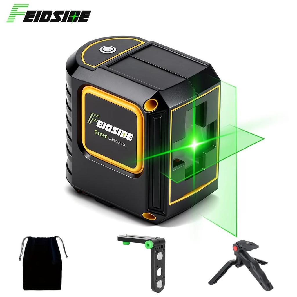 Mini Laser Level: 2-Line Green Light, Strong & Thin, Auto-Winding