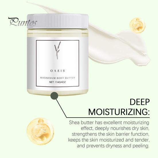 Magnesium Body Butter Cream for Neuropathy Relief 114g Shea Butter Moisturizer for Dry Skin Calming Smoothing Body Cream
