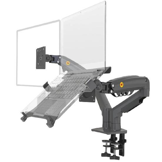 Supporto a Braccio Doppio a Molla a Gas Desktop NB F160 + FP-2 per Monitor 17"-27" + Supporto per Laptop 10"-17" Supporto a Pressione d'Aria Carico 2-9kg