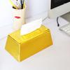 Golden Brick Tissue Dispenser For Kitchen Bathroom Office Convenient Paper Storage Container Living Room Accent