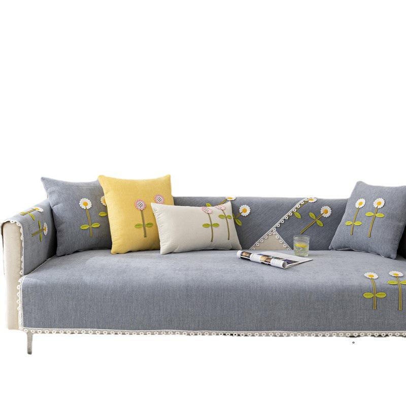 Four Seasons Universal Non-Slip Embroidered Flower Sofa Cushion