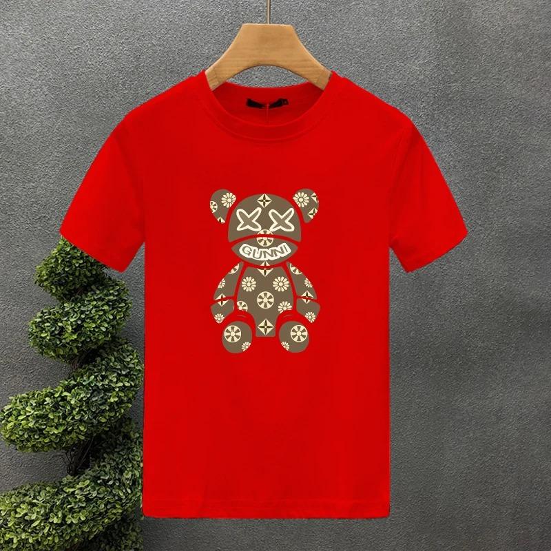 New Design High Quality Luxury Brand Bear Printing_ Cotton Printed Unisex's T-Shirt Fashion Trendy Brand Unisex's Couple Top T-Shirt