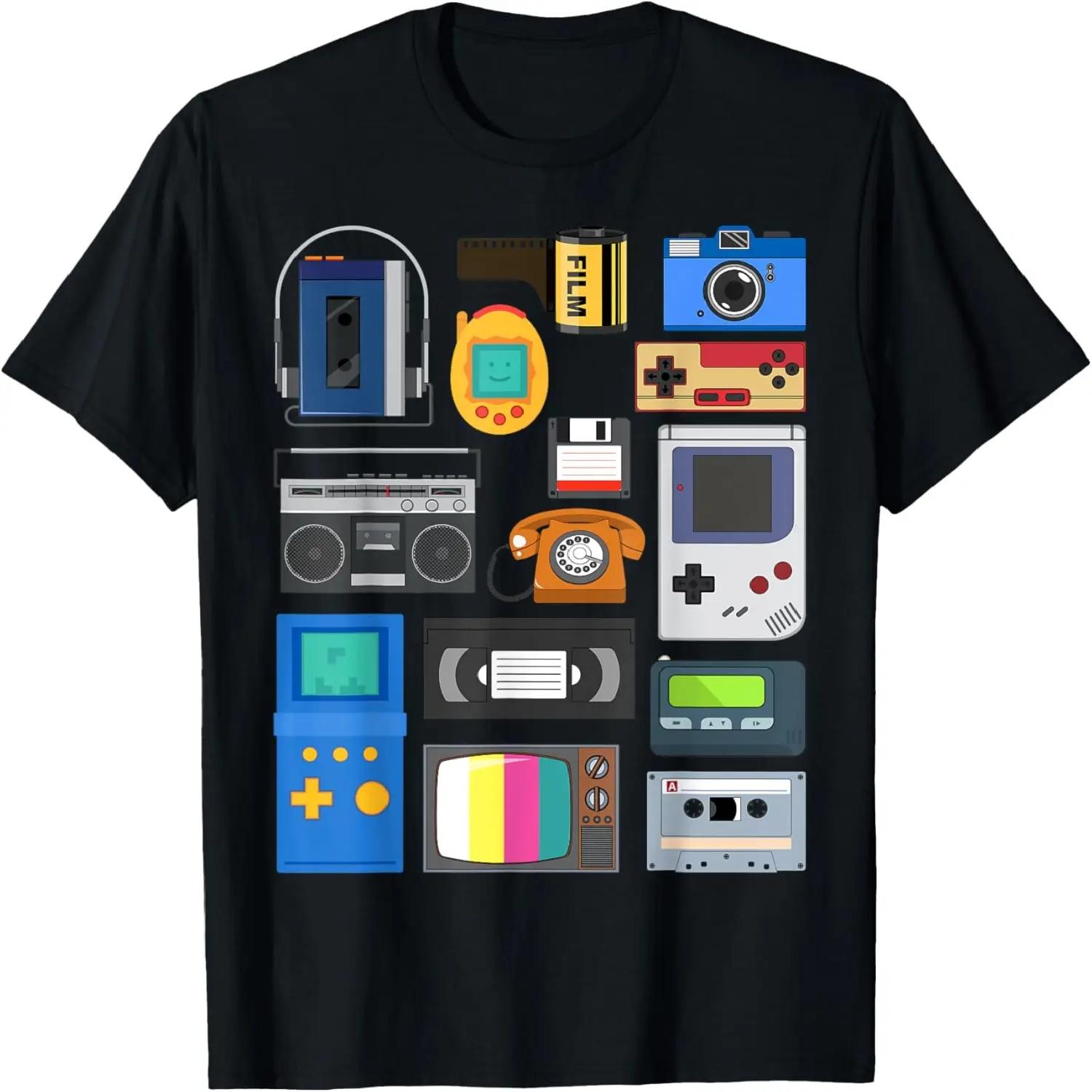 Retro_vintage 90 s technology old gadgets v2 T-Shirt S чёрный