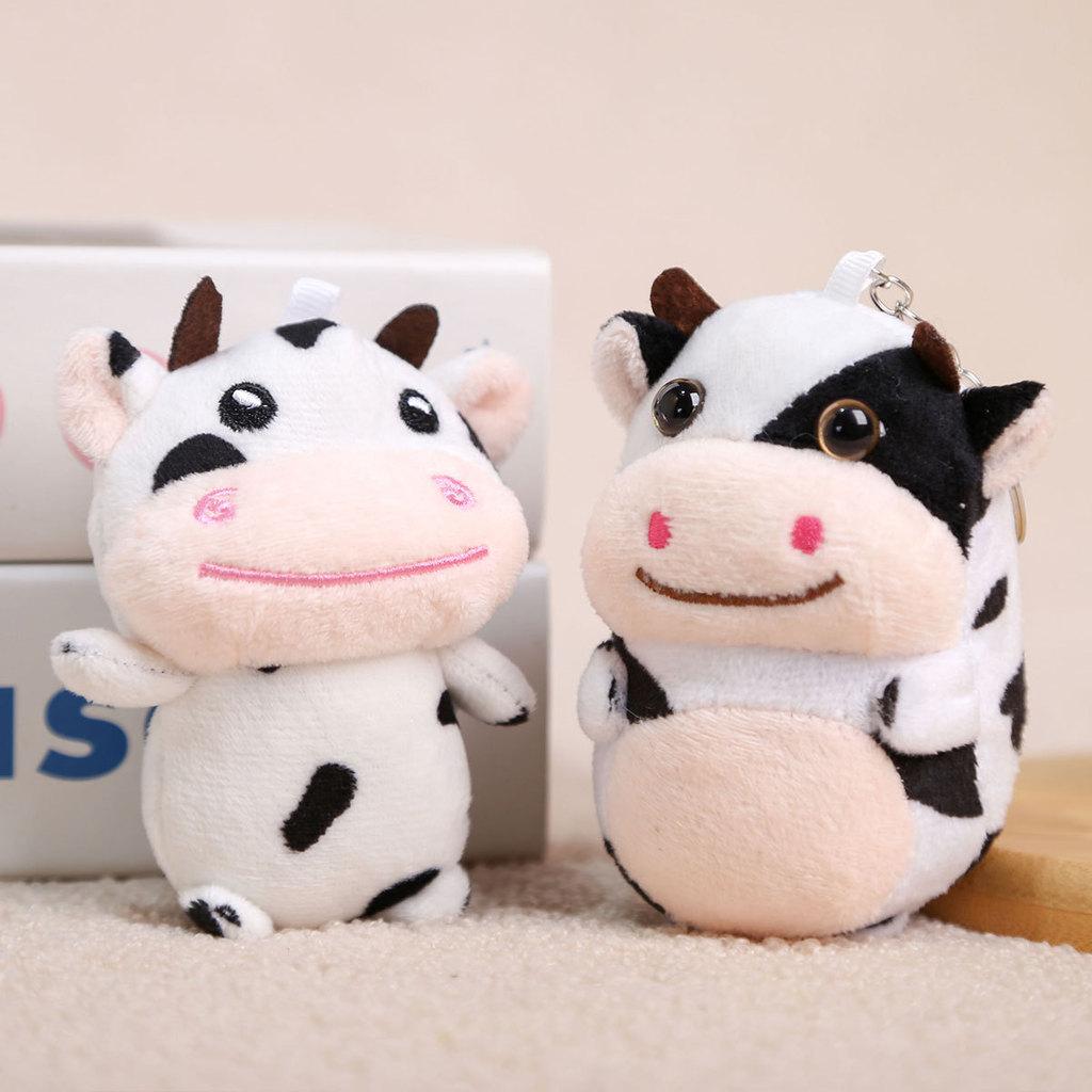 Plush Cow Keychain With Pp Cotton Filling For Girls Bag Decor And Collectible Toy