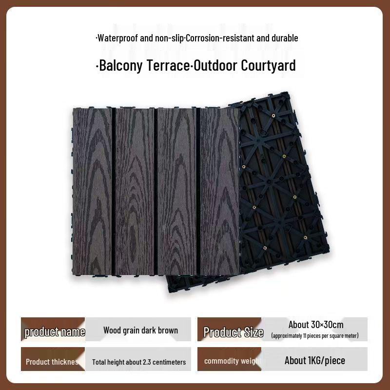 Waterproof Anti-Corrosion Outdoor Wood-Plastic Garden Flooring for Easy Self-Laying 