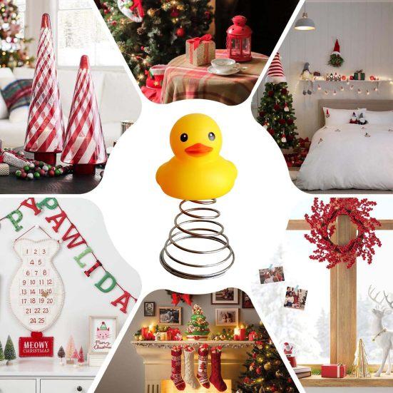 Yellow Duck Christmas Tree Topper Decoration Reusable 3D Spring Duck Xmas Tree Top Ornament Christmas Party Supplies