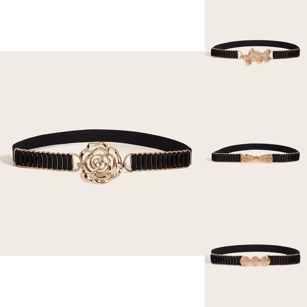 Summer Women Metal Dress Belt With Unique Button Pattern And Elastic Waist