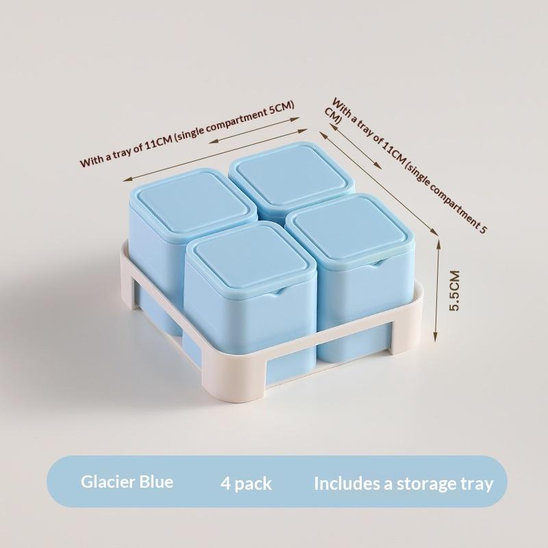 Food Grade Baby Food Storage Containers 4 Grids with Lids Tray Design for Baby Homemade Food Freezing Use