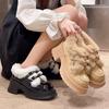 Mary Jane small leather shoes women's British style 2025 autumn and winter new platform Internet celebrity warm fluffy cotton shoes