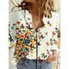 Fashion Retro Butterfly Group Print Long Sleeve Blouse Spring Spring Lapel Button Casual Blouse Ladies 5Xl Home Shirt