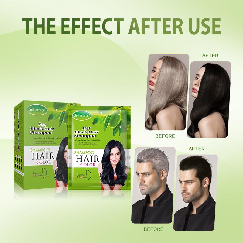 Hair Color Shampoo (30ml x 2 Sachets),Ammonia-Free Natural Permanent Hair Color for Men and Wome,Colors Hair in Minutes,Long lasting colour(black)