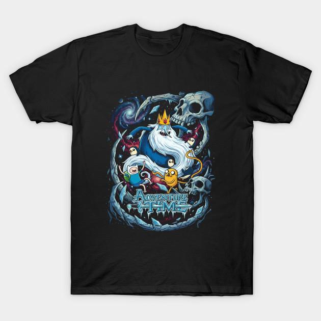 Men Black Print T-shirt Ice King Adventure Time No-Cut Transfer Paper Print Cotton Tshirt 3XL
