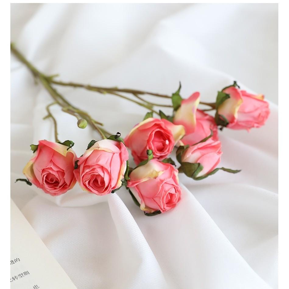 

Решетчатый край 7-головая роза имитация цветка европейский ретро украшение для дома искусственный цветок свадьба обожженный край имитация сухоцвета роза розовый