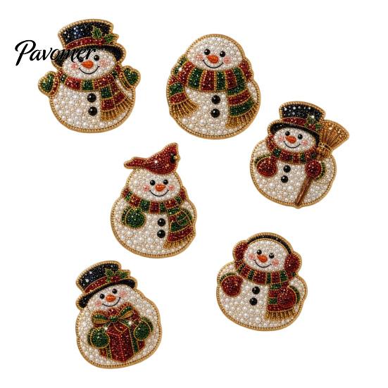 Reindeer Kitchen Decor 6Pcs DIY Faux Pearl Painting Fridge Magnet, Santa Snowman Stocking Tree Refrigerator Magnets Gingerbread Snowflake Handmade