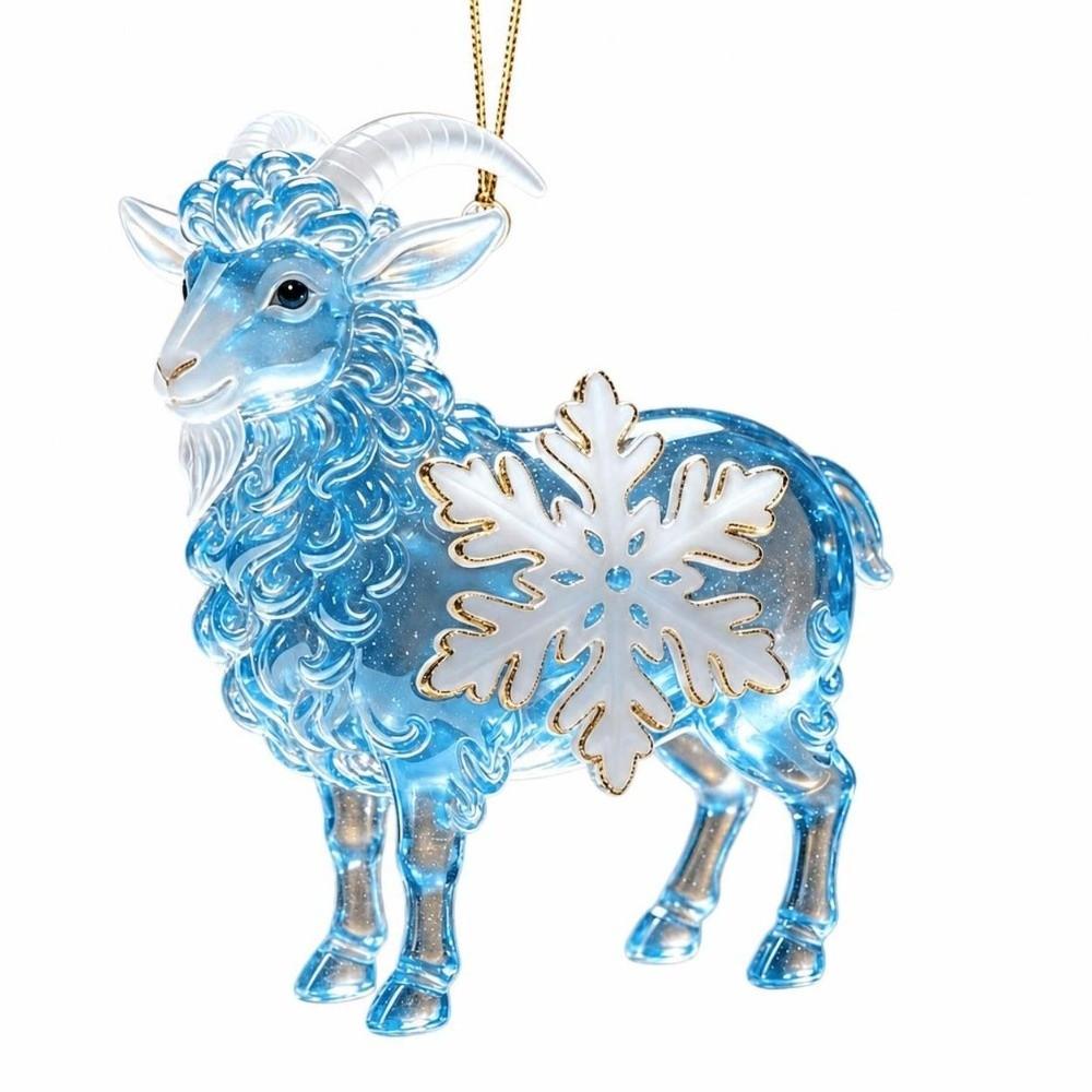 Acrylic Goat Pendant with Snowflake Goat Car Ornament Goat Hanging Ornament Christmas Tree Decor