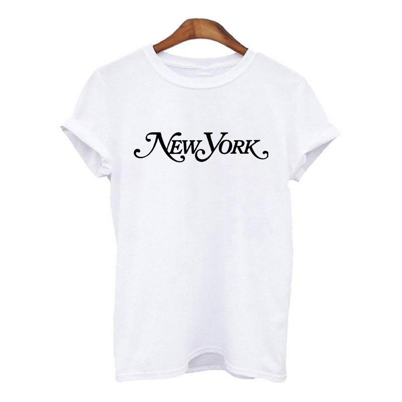 Harajuku Women Tshirt New York Summer Print White Black T Shirt Ladies Clothing 90S Tops Graphic Clothes Female Tee Shirt 2025