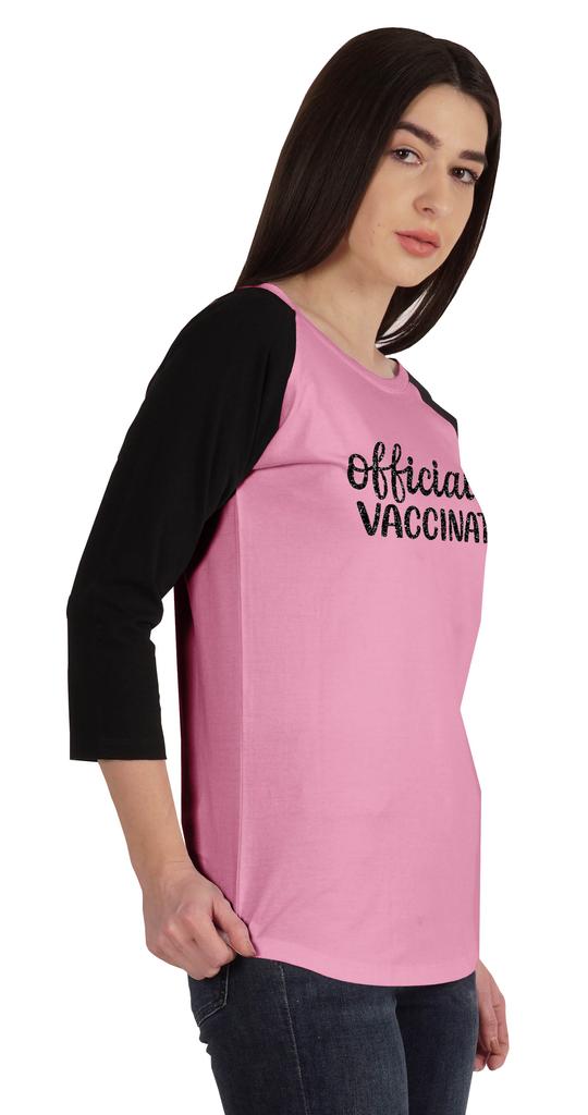 Inkmeso Officially Vaccinated Womens Funny Pro-Vaccine Tee Graphic T-shirt
