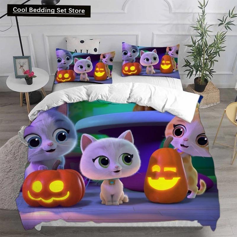 Anime Super Kitties Ložní soupravy Přikrývka Prošívaná přikrývka Přehoz na postel Povlak na přikrývku Povlak na polštář 2-3dílné sady Dětská Dospělá velikost Domácí textil