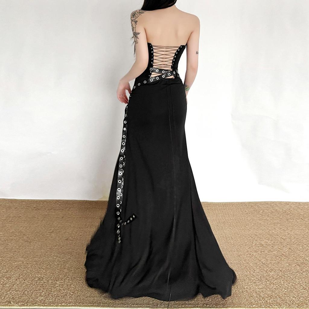 2026 European and American women's clothing sexy nightclub hollow irregular goth style hip dress dress long dress