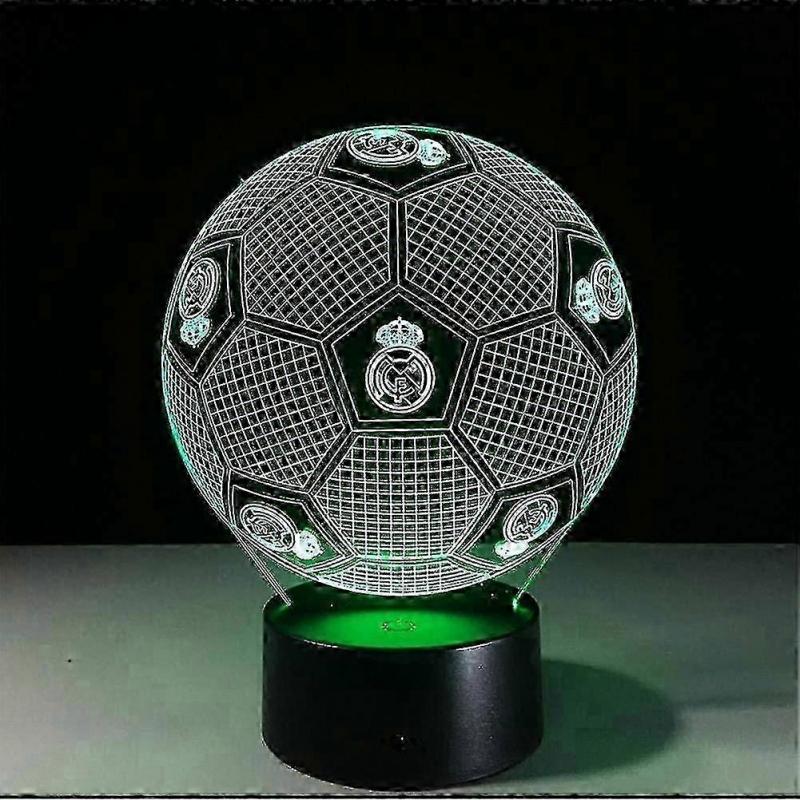 Suitable for 3d Optical Illusion Real Madrid Football Night Light Toy Lamp,remote Control,dimmable,battery Or Usb Powered,7 Colors Change Christmas Bi