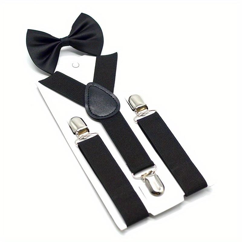 Casual Suspenders with Bow Tie To Prevent Falling Off, Stylish Performance Suspenders, Three Clips, Elastic Suspenders for Trousers.